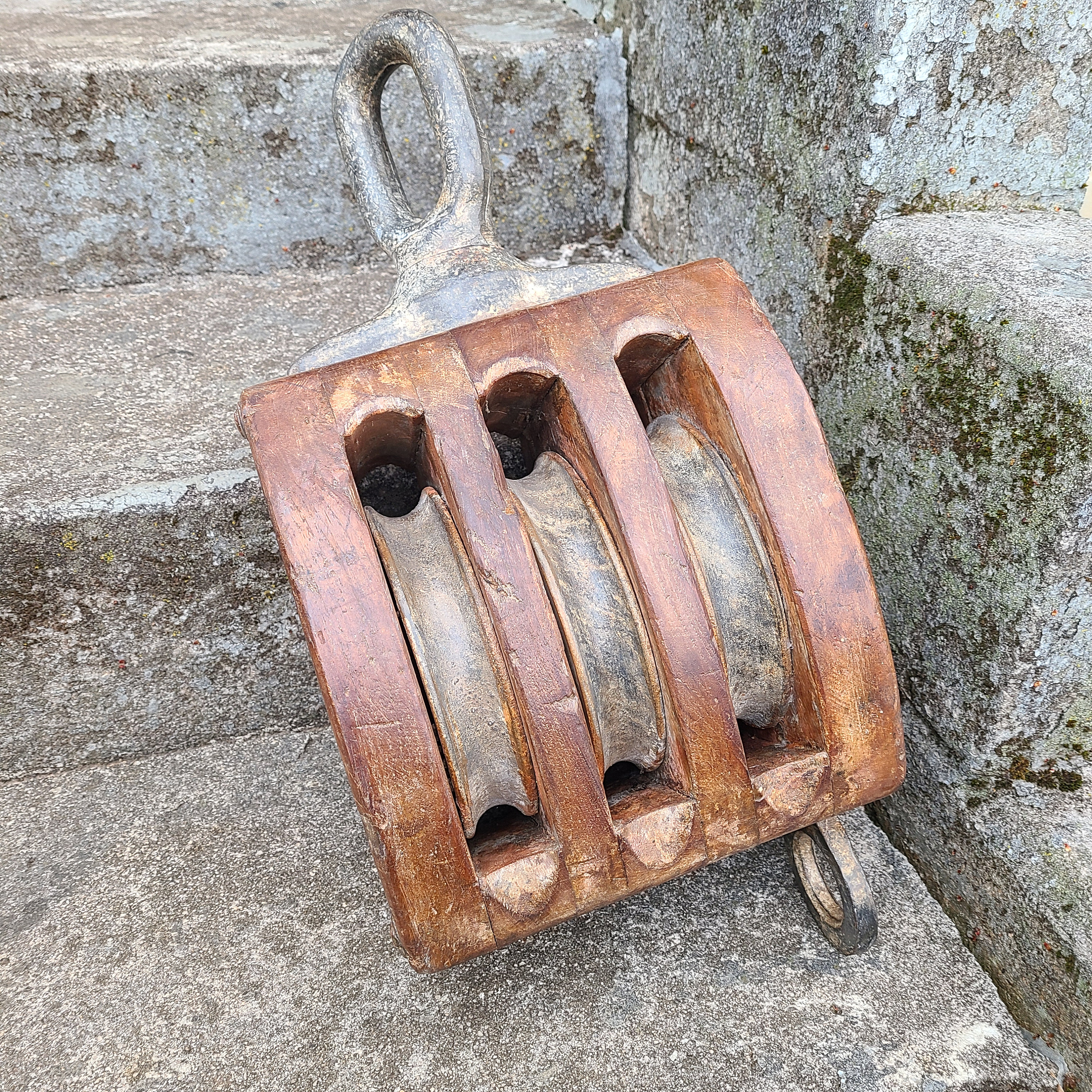 Professonal Wooden Sngle Double Pulley Blocks Wooden Model Shp