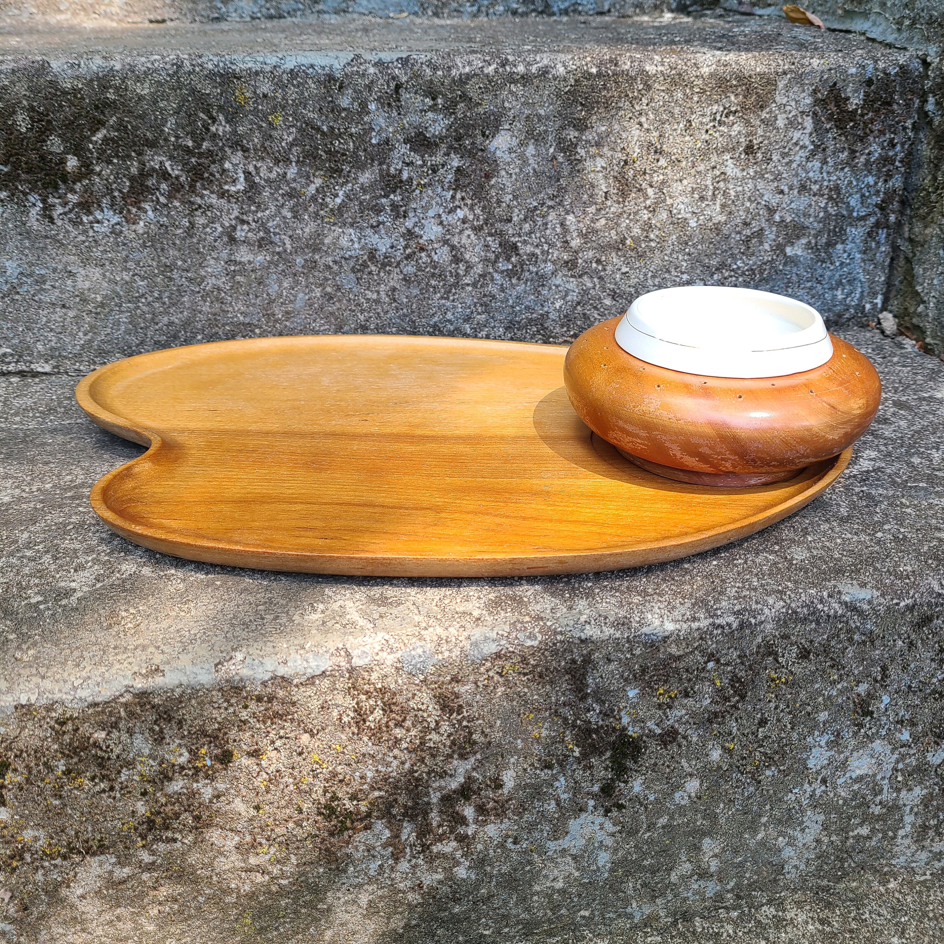 Vintage Snack Tray 1960's Wooden Snack Tray Woodpecker Wood Ware