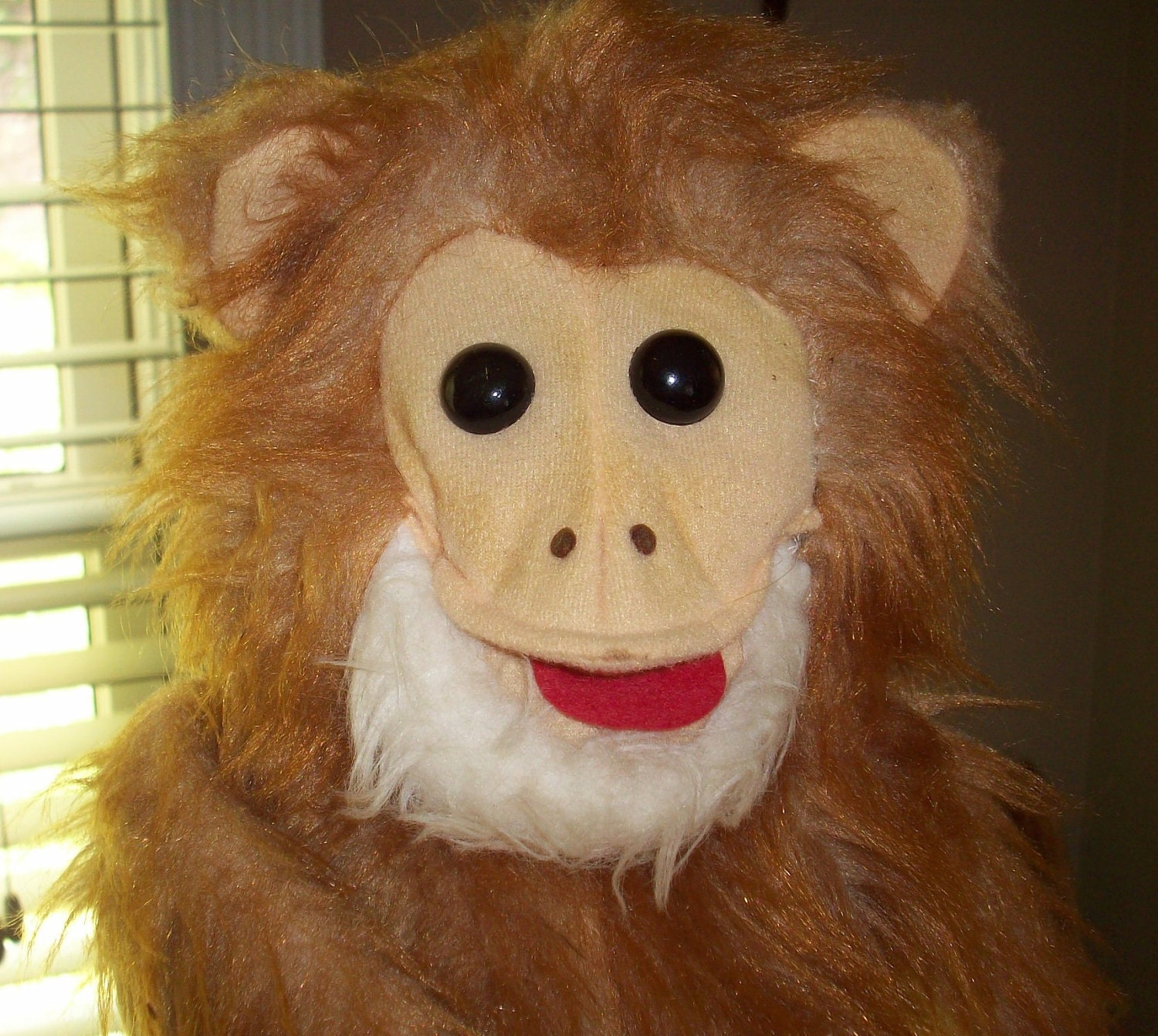 Vintage Monkey Puppet Brown Monkey Stuffed Animal Hand Puppet Etsy