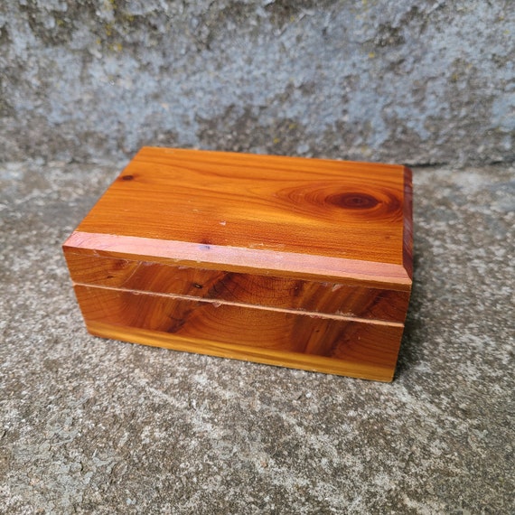 Vintage Wood Box Small Wood Trinket Box 1960s Trinket Box Wooden