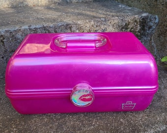 CUSTOM Hot pink craft organizer case, small toy organizer case