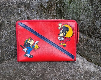 Vintage Mickey Mouse Purse 1980s Walt Disney Mickey and Minnie Mouse Purse Mickey Mouse Pouch Red Vinyl Clutch Purse Walt Disney Souvenirs