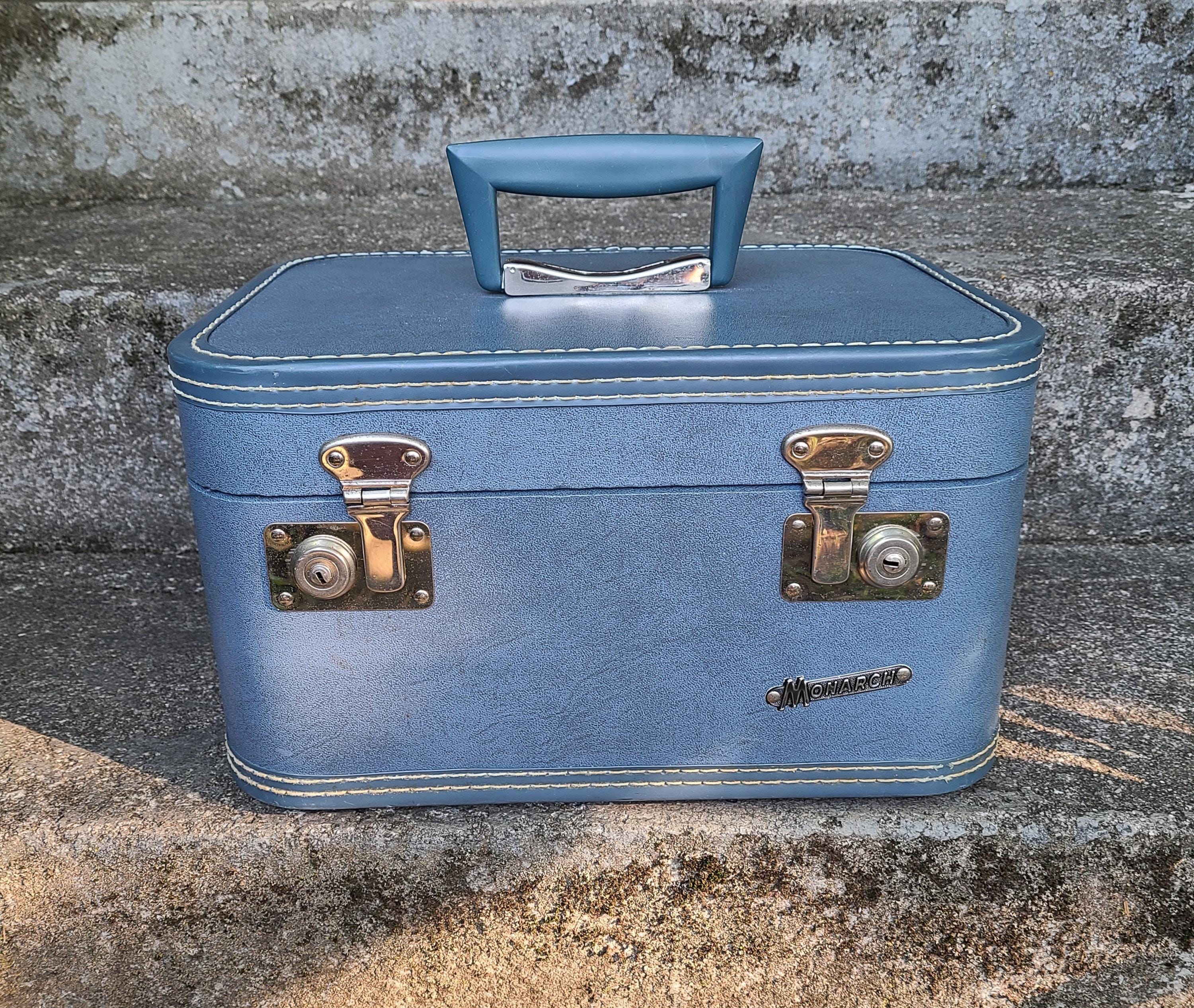 【1950s USA vintage】MONARCH トレインケース アメリカ Vintage Blue Train Case 1950's Monarch Cosmetic Travel Case