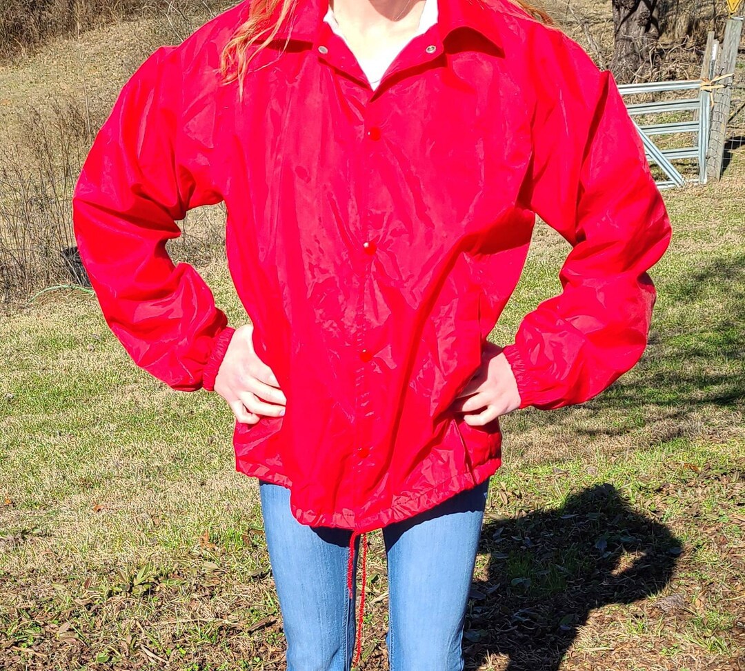 1980's Red Windbreaker Vintage Cheerleader Jacket Retro Cheerleader