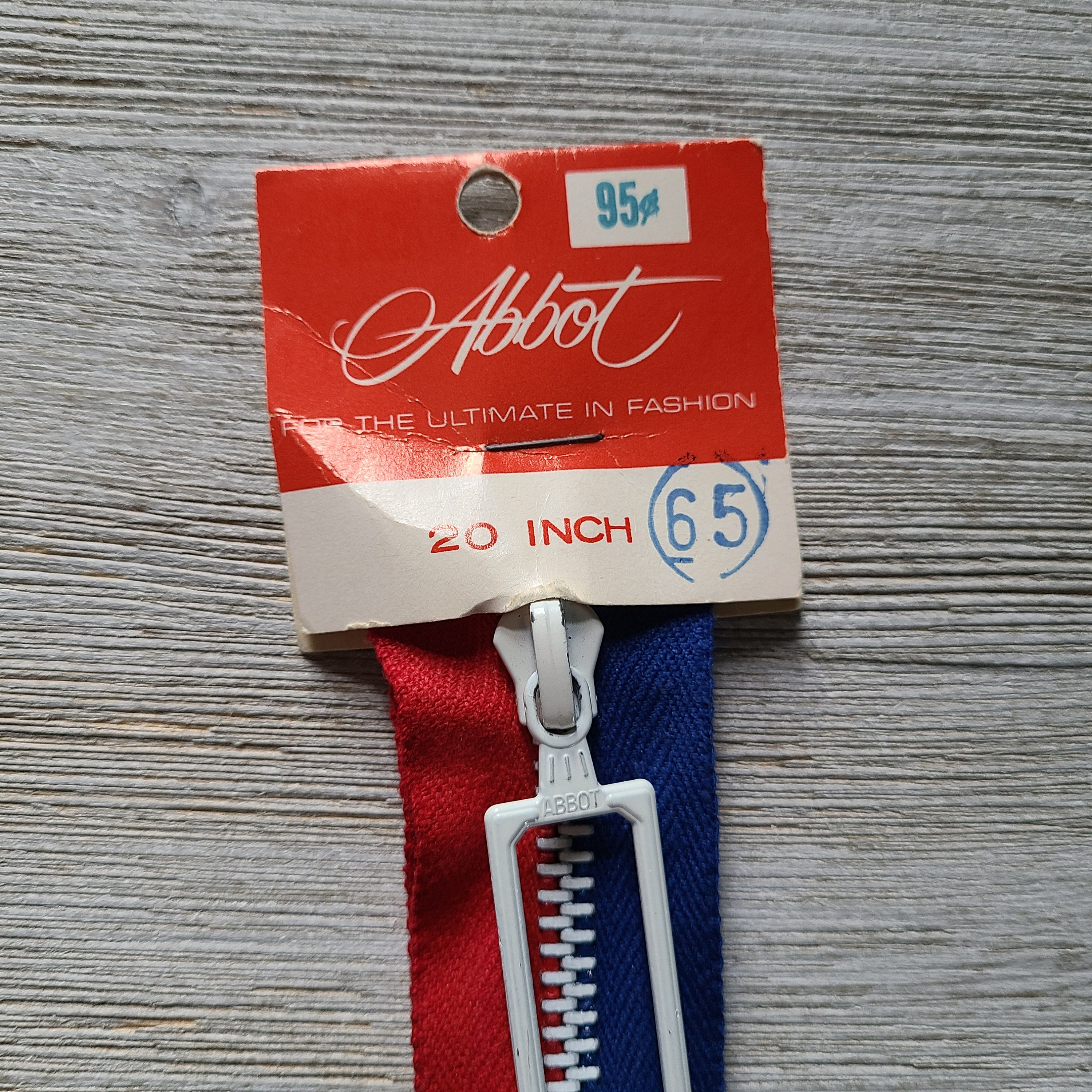 Vintage Zipper 1960s Zipper Red, White,and Blue Zipper 70s Groovy