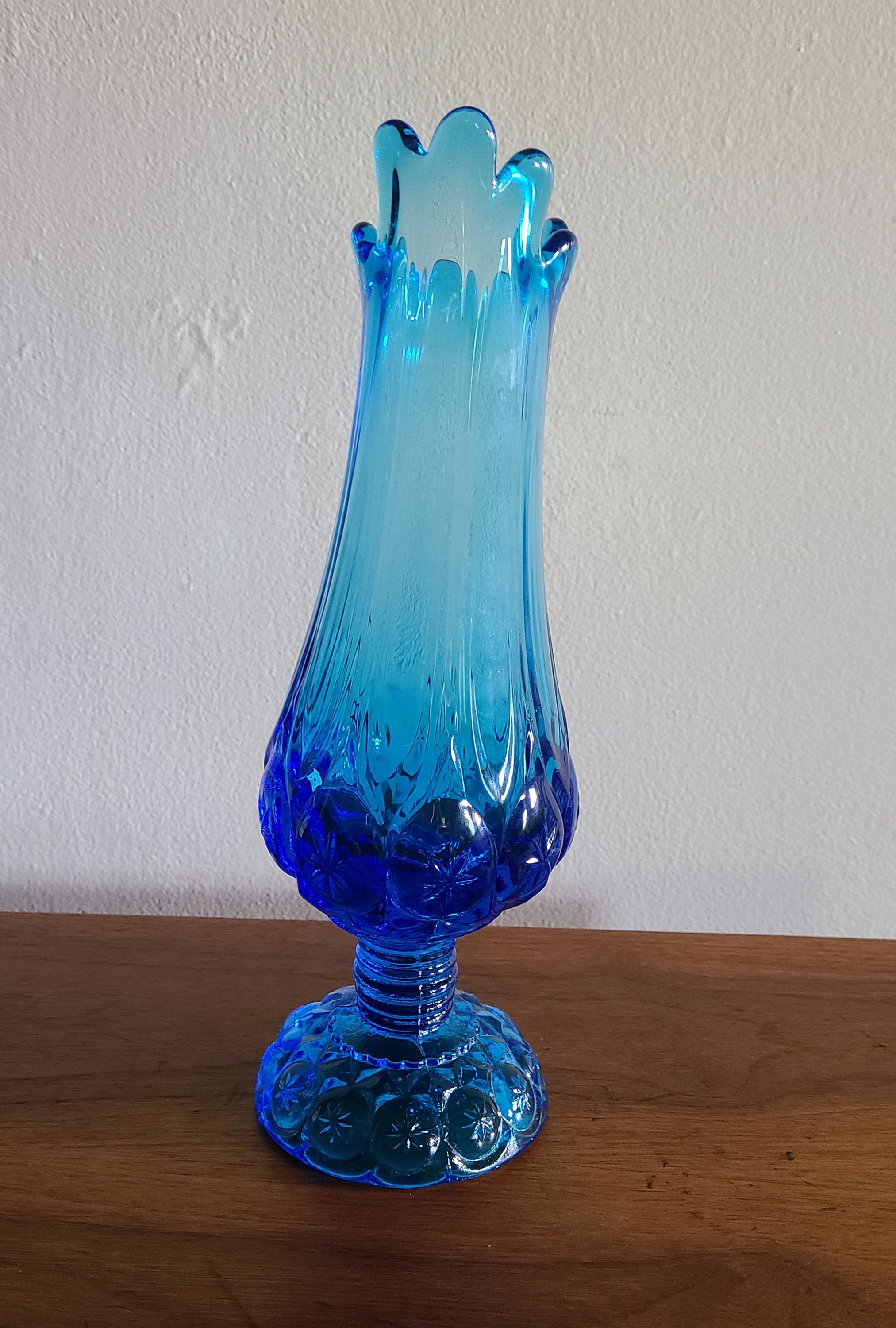 Vintage Blue Swung Vase Moon and Star Blue Swung Vases Kanawha