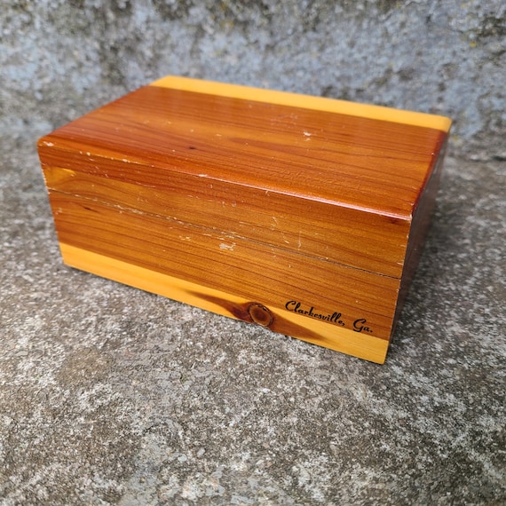 Vintage Wood Trinket Box 1960's Wood Box Souvenir Box Clarkesville