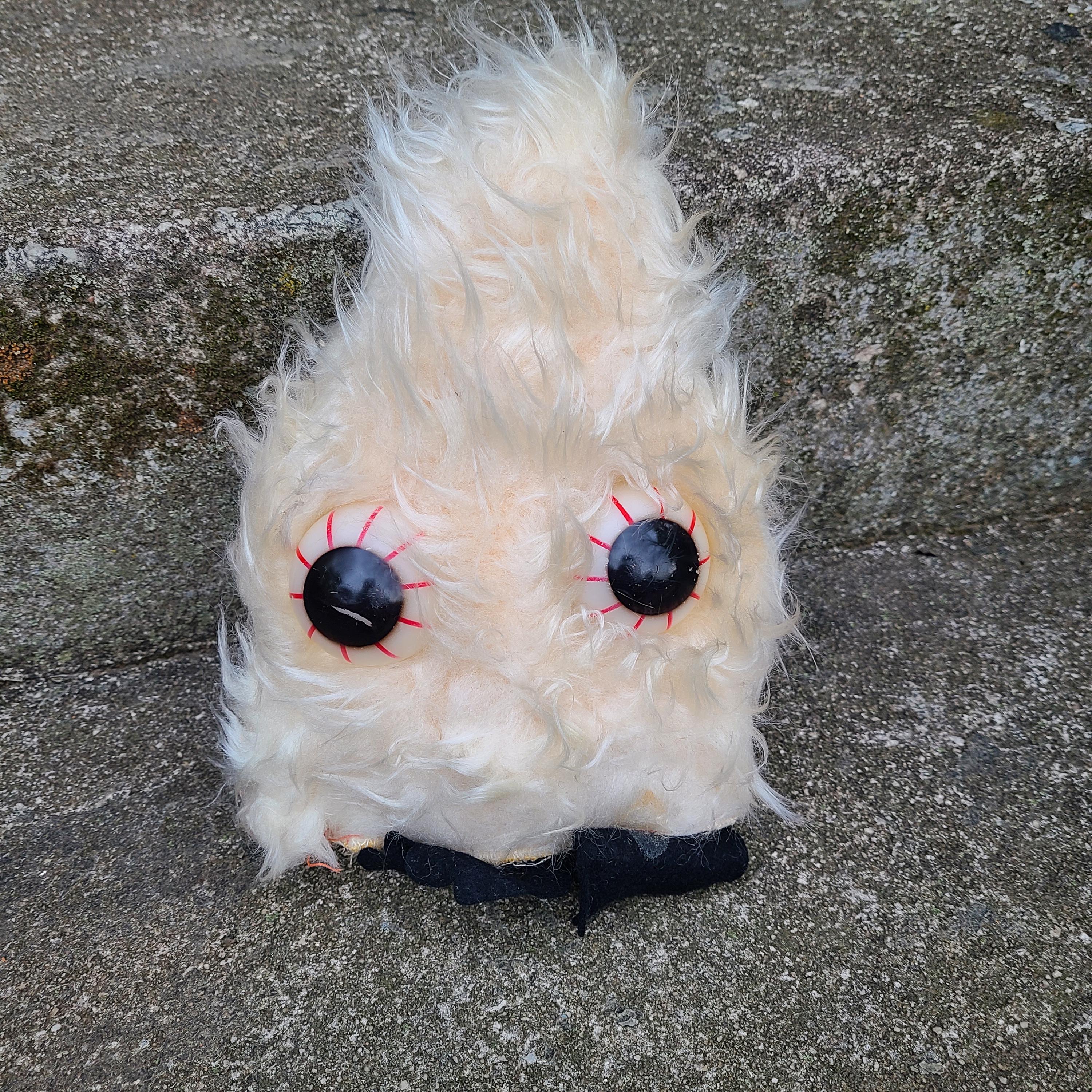 Vintage White Big Eyed Plush Carnival Toy 1950s Carnival Stuffed