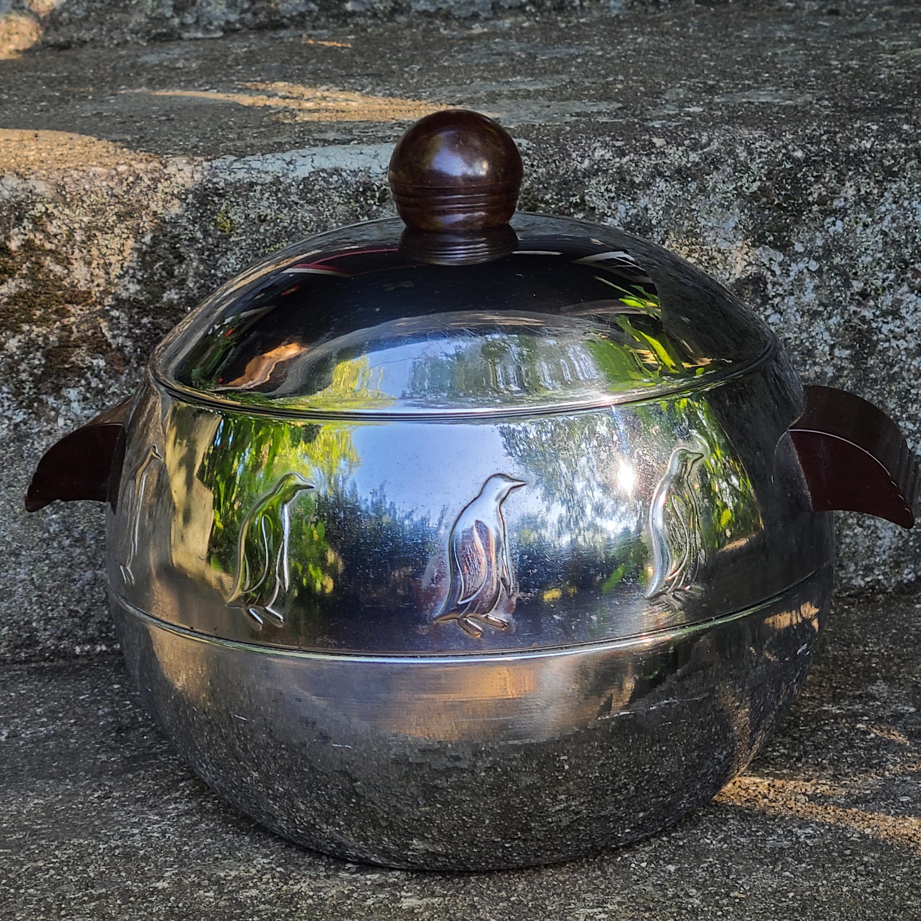 Vintage Chrome Ice Bucket 1950s Penguin Ice Bucket 60s