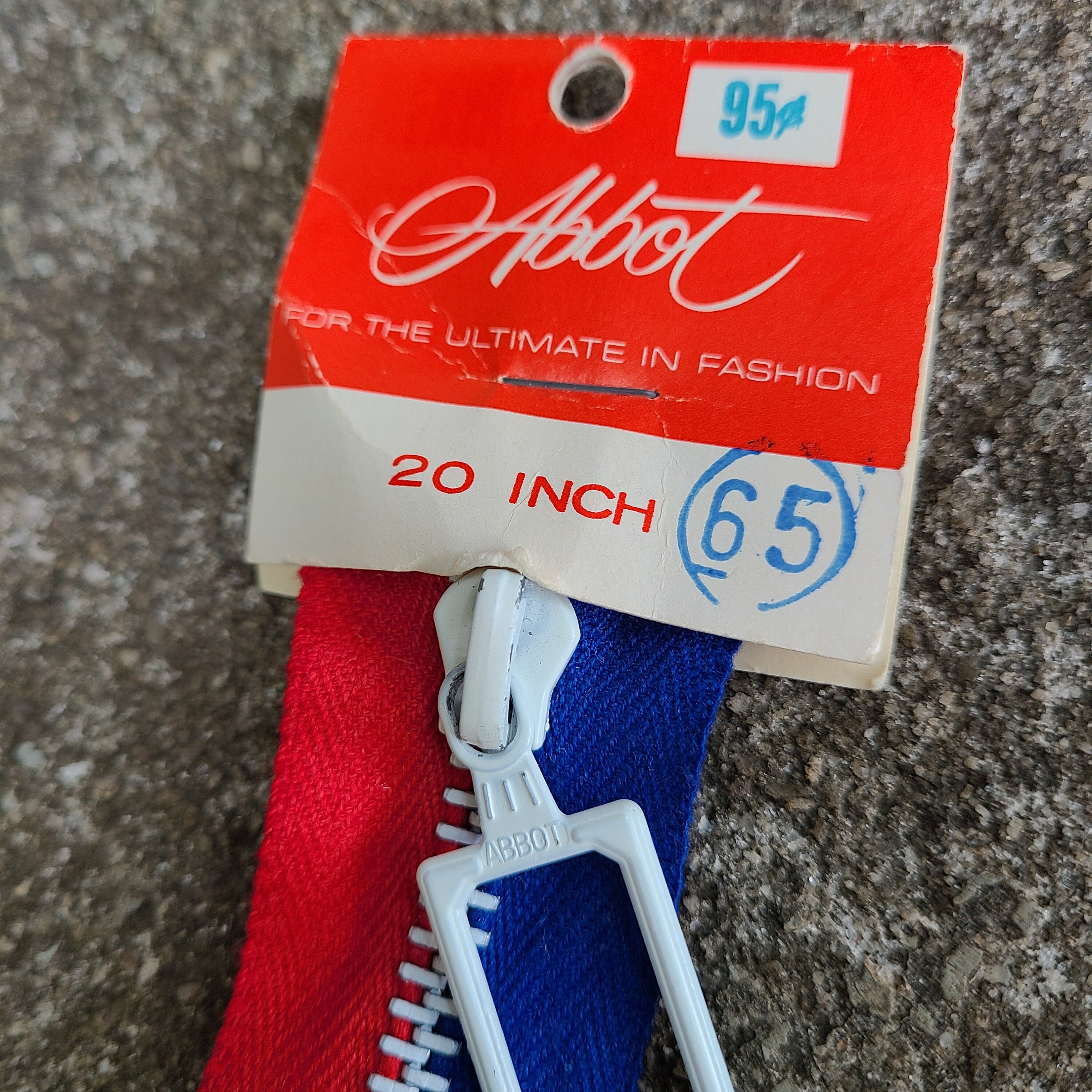 Vintage Zipper 1960s Zipper Red, White,and Blue Zipper 70s Groovy