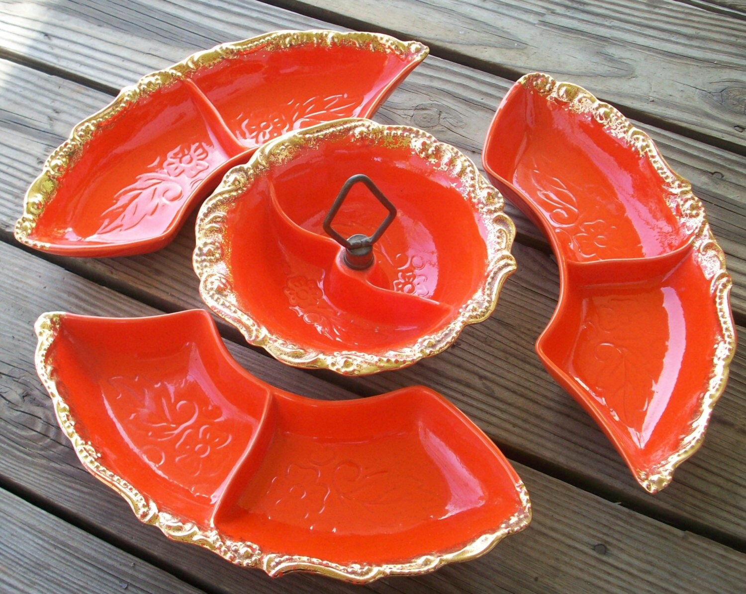 Orange Ceramic Coat Hangers, 1970s, Set of 4