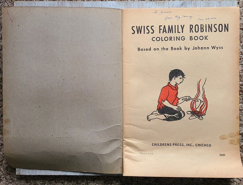 Vintage Swiss Family Robinson Coloring Book 1940s Coloring Books ...