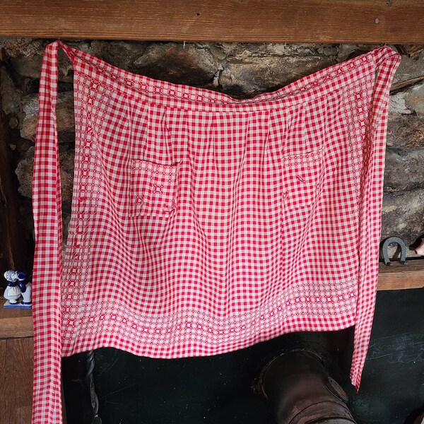 Red Gingham Apron Etsy