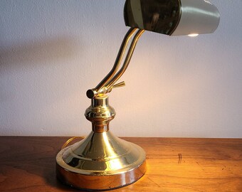 Vintage Brass Desk Lamp 1970's Adjustable Brass Lamp Task Lamp