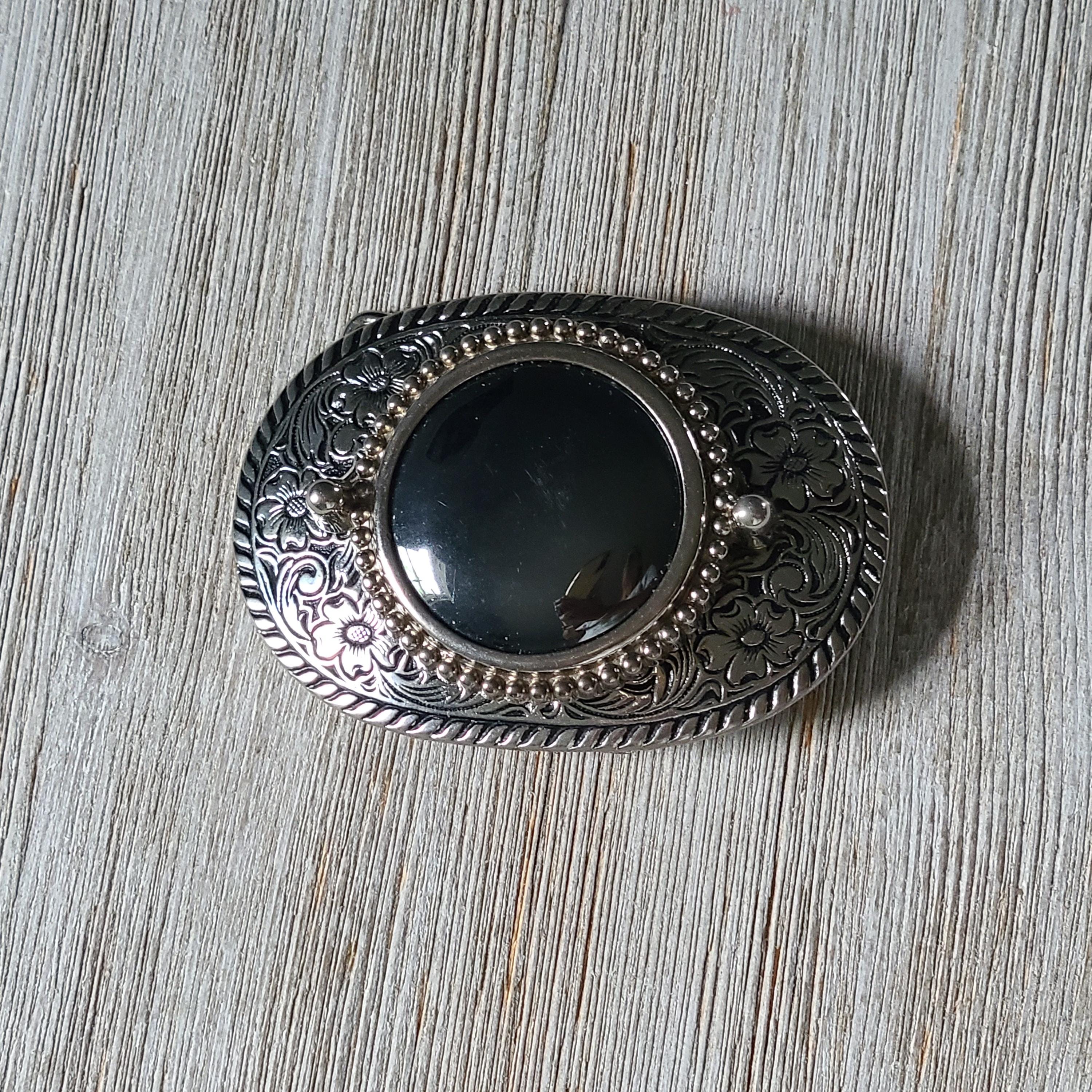 Vintage Hematite Silver Belt Buckle Vintage Silver Chain Belt | Beadparadise.com main image 2