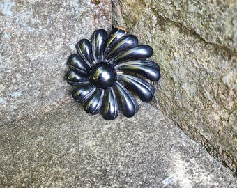 Vintage Black Flower Pin 1960's Black Flower Brooch Vintage