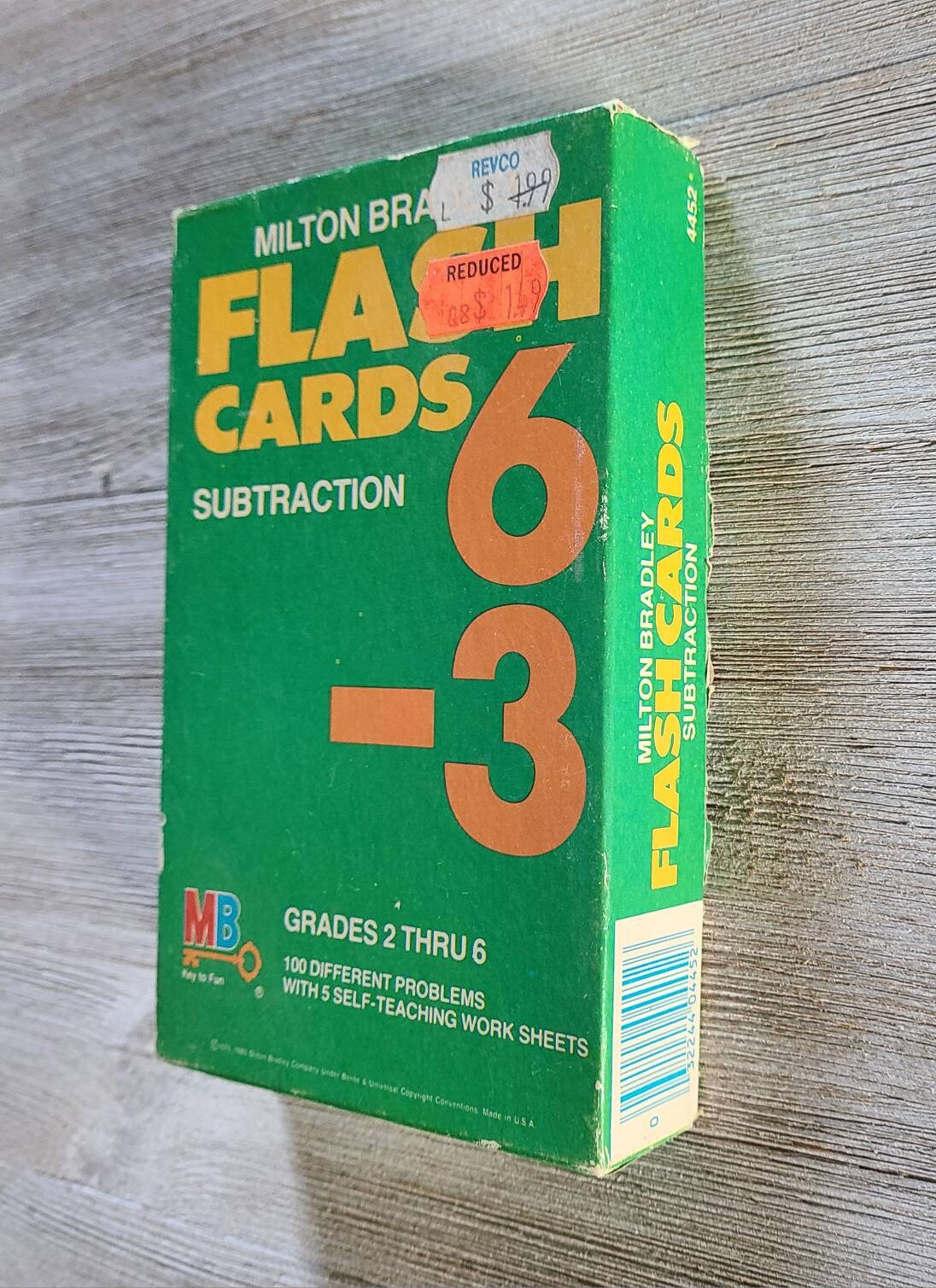 1970's Flash Cards Milton Bradley Subtraction Flash Cards Double-sided ...