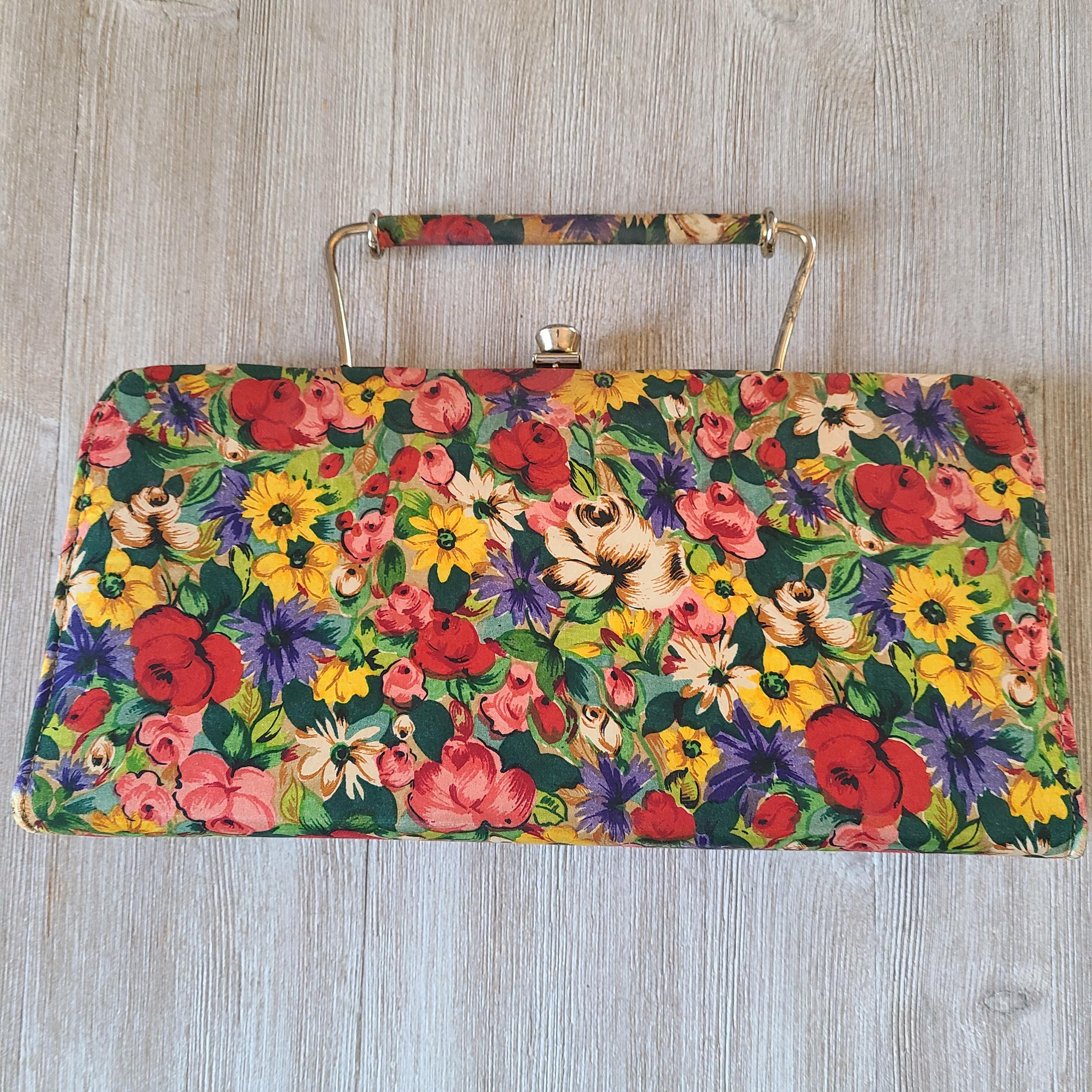 Vintage Floral Purse 1960s Johansen Floral Fabric Purse 1960s