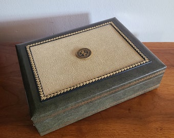 Vintage Jewelry Box 1960's SWANK Green and Gold Jewelry Box Men's Valet Box Small Sweden Jewelry Box 60s Jewelry Boxes Design Phillip