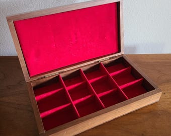 Vintage Jewelry Box Men's Valet Jewelry Box Wooden Cherry Jewelry Box Small Jewelry Boxes Cufflink Jewelry Box Small Red Lined Jewelry Box