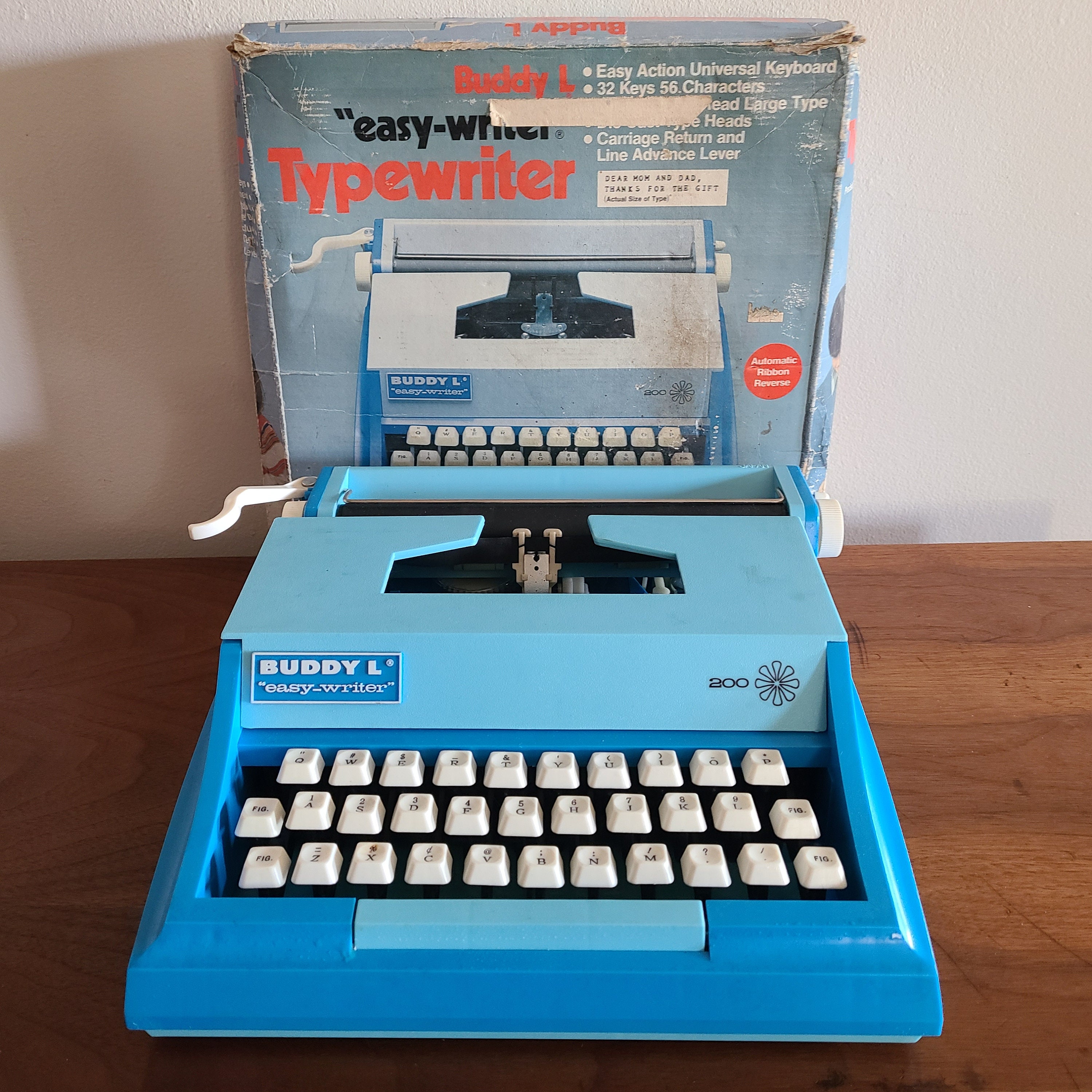 Vintage Typewriter 1970's Children's Buddy L 200 Typewriter Blue