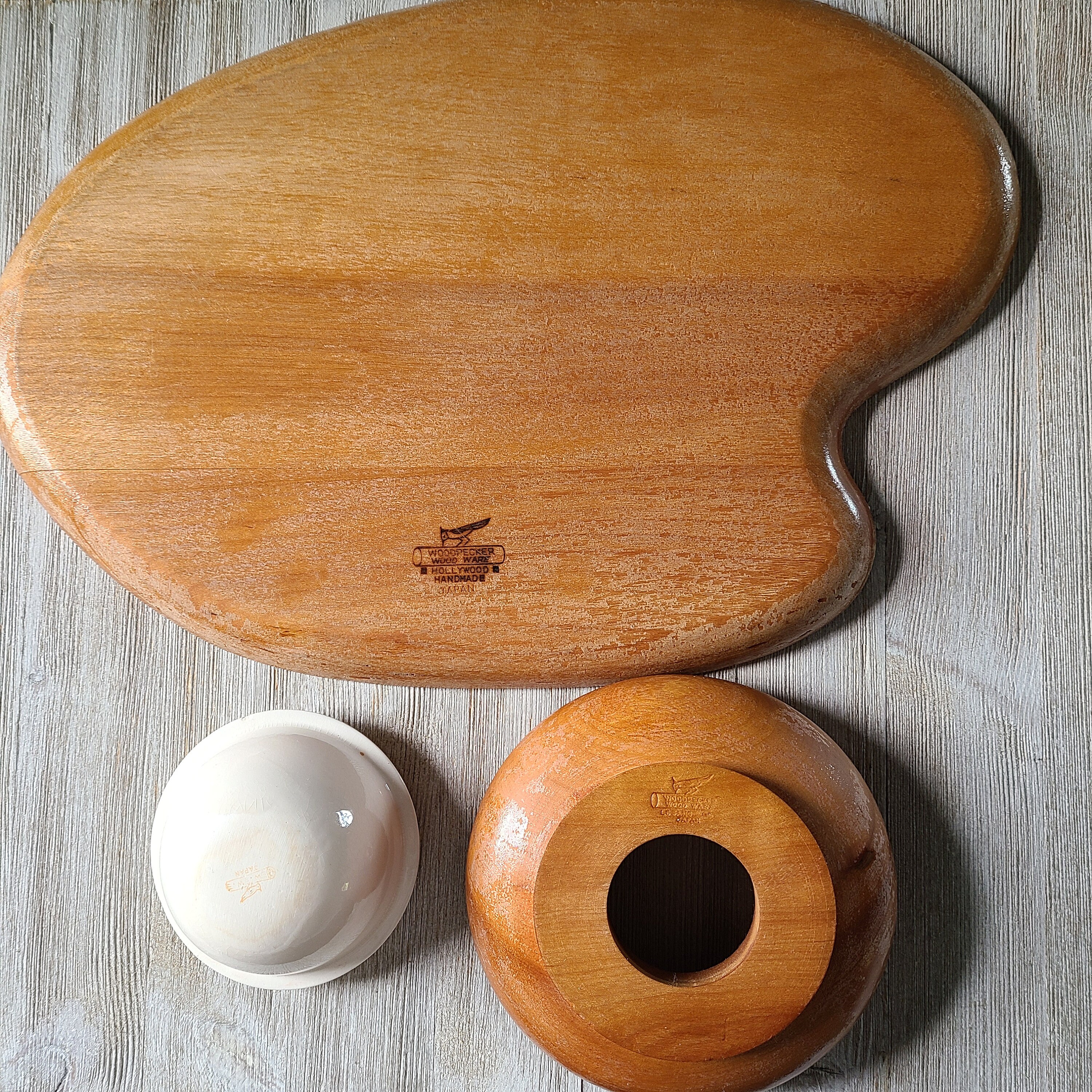 Vintage Snack Tray 1960's Wooden Snack Tray Woodpecker Wood Ware