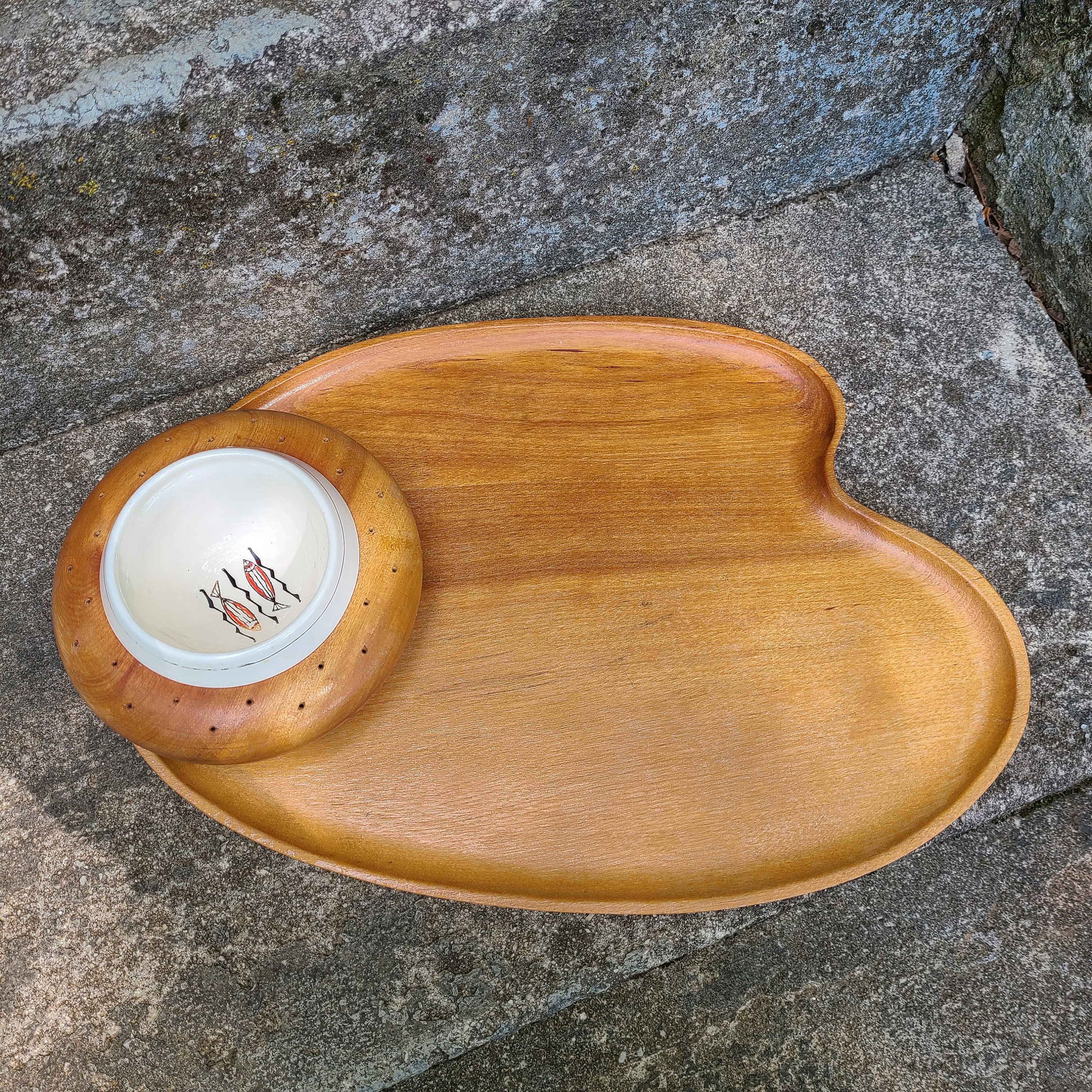 小物入れ vintage tray 1960 s Vintage Snack Tray 1960's Wooden Snack Tray Woodpecker Wood