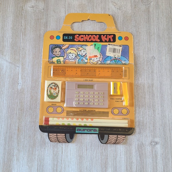 Vintage School Kit 1980's School Supplies 80s School Pack 80s Calculator 80s Ruler 80s Pencils Kids Desk Items Desk Gadgets Retro School Kit