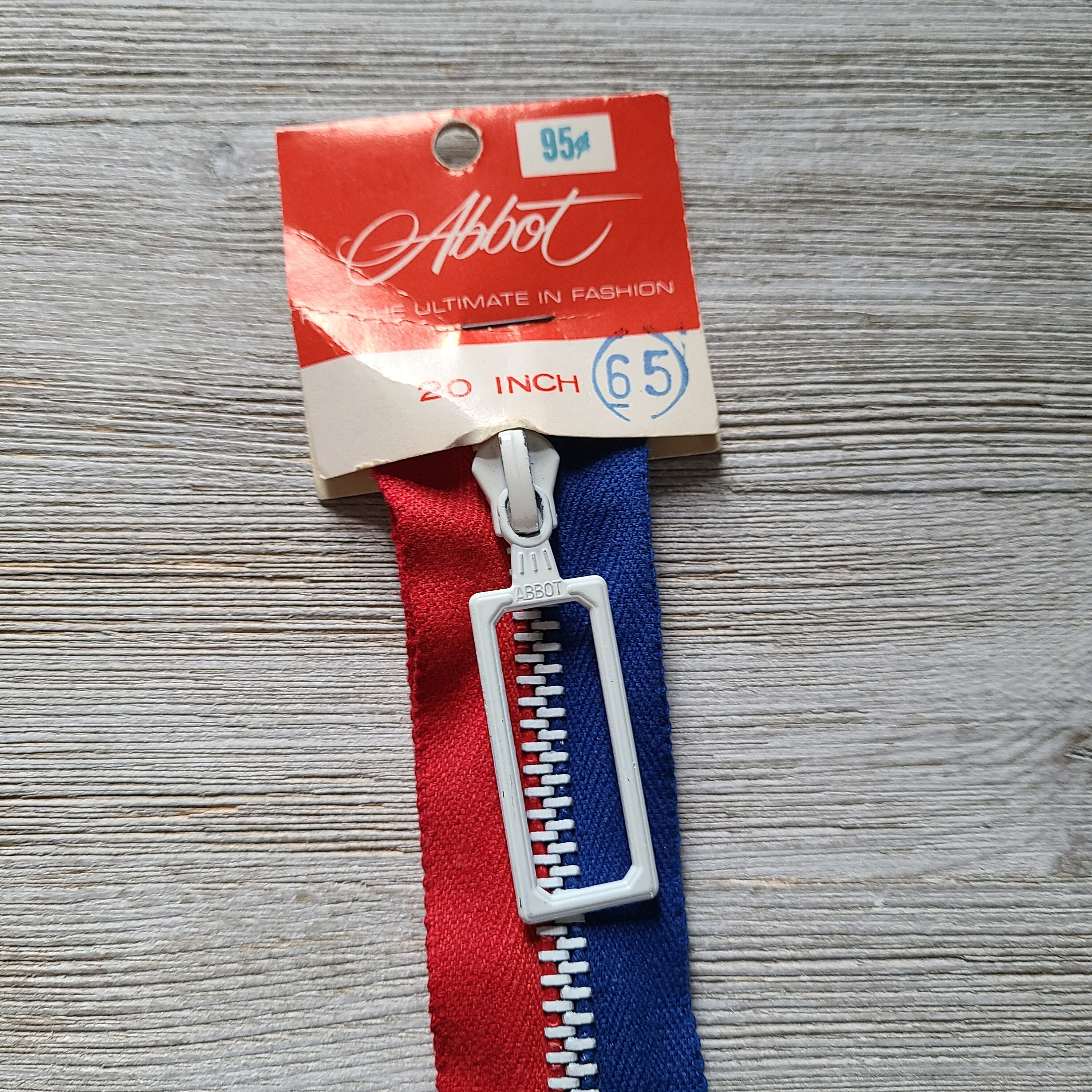 Vintage Zipper 1960s Zipper Red, White,and Blue Zipper 70s Groovy