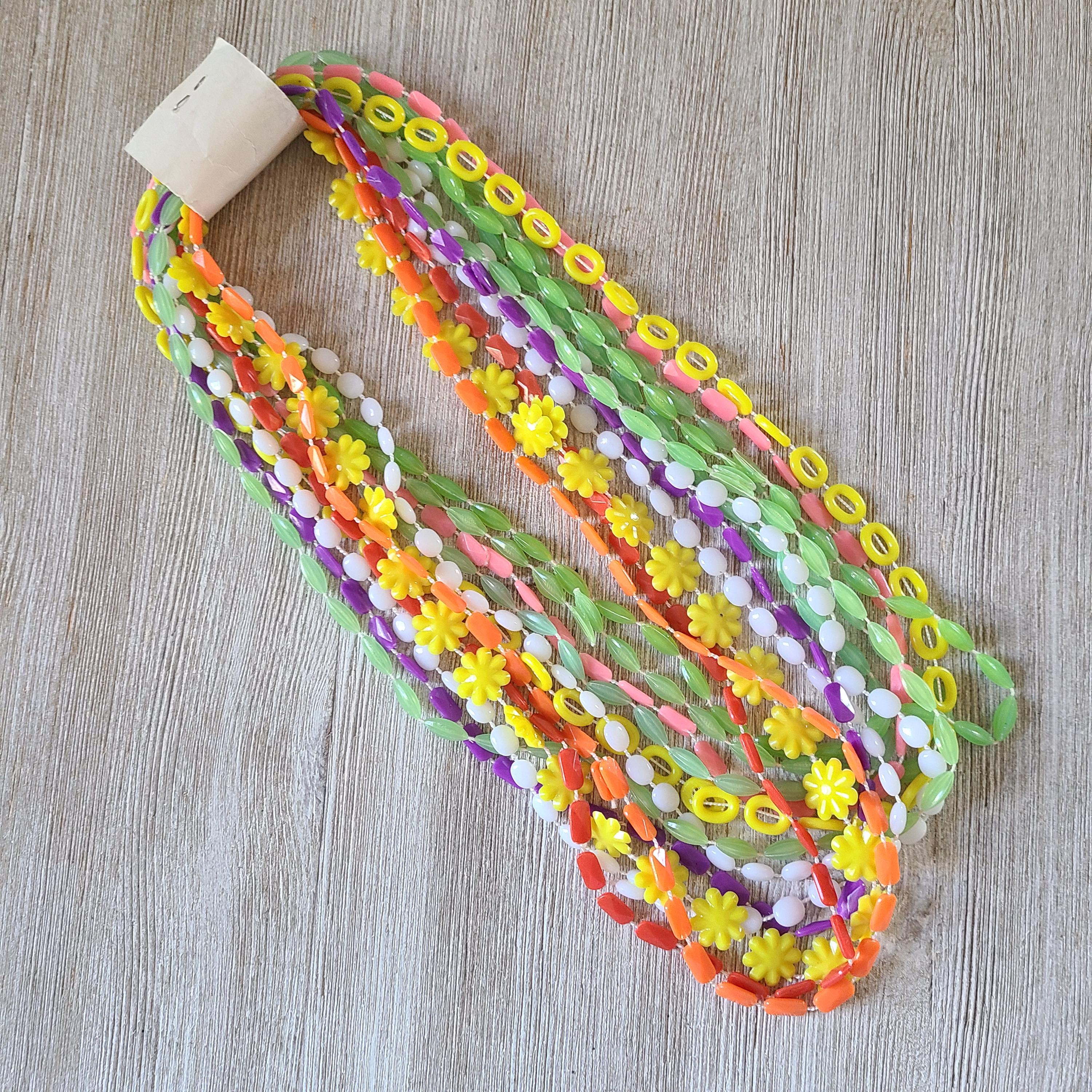 Vintage Beaded Necklaces 1970's Party Favor Kids Necklaces Set of