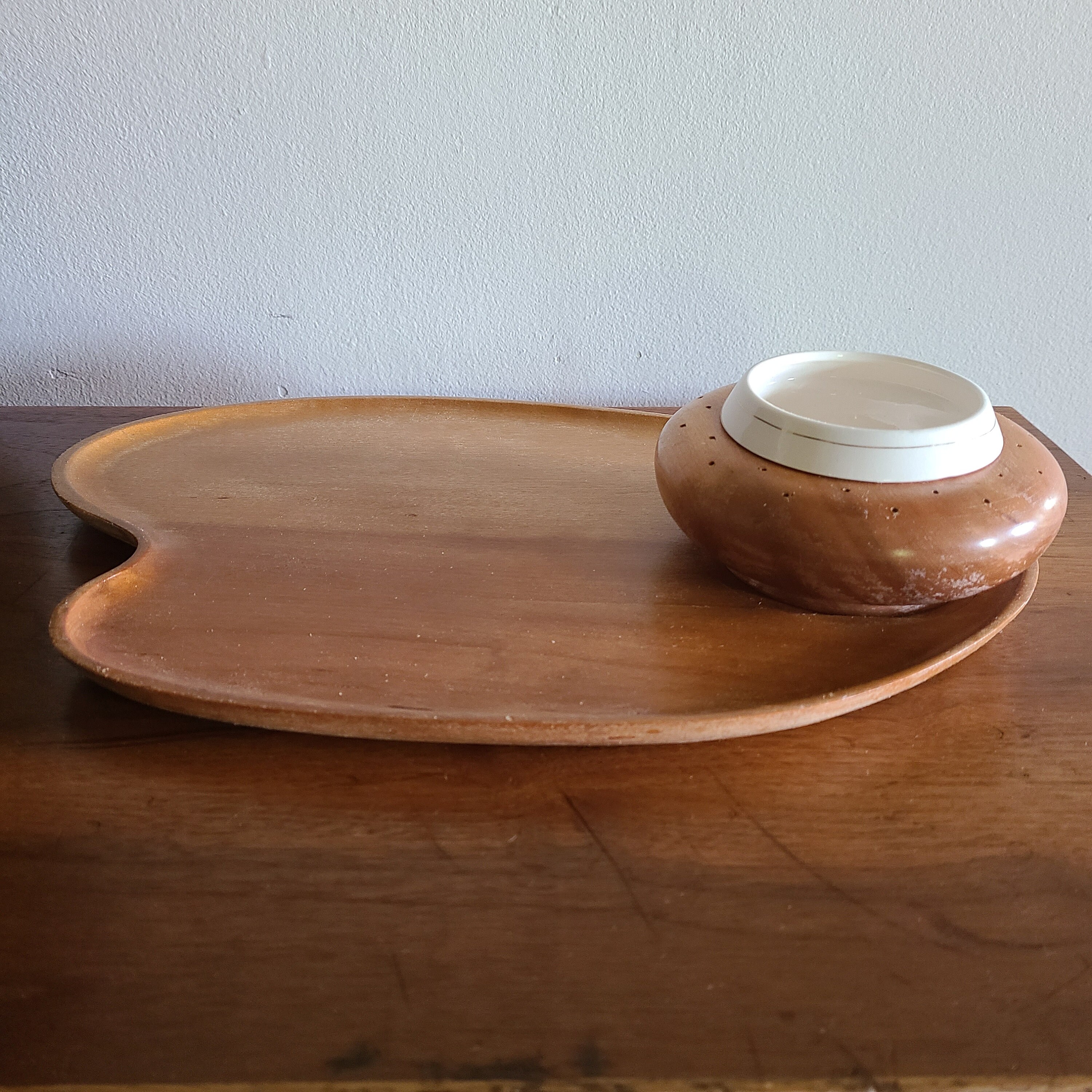 Vintage Snack Tray 1960's Wooden Snack Tray Woodpecker Wood Ware