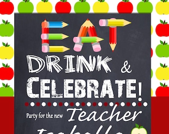 Teacher Education Degree Graduation Invitation Personalized Graduation invitation DONE FOR YOU Printable Eat Drink and Celebrate