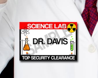 Scientist Name Tags, Science Party Tags, Digital, Instant Download, SET of 10, Science Lab Party