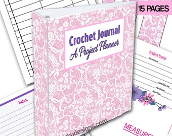 Crochet Journal Planner, Pink Printable Crochet Journal, Crochet Notebook, Printable Planner, Printable PDF, Instant Download