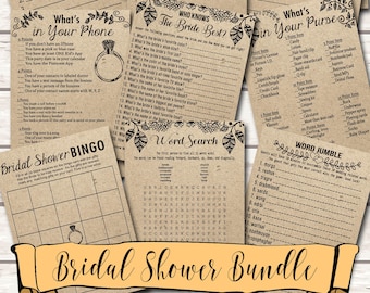 12 Printable Bridal Shower Games. Games Bundle. Bridal Shower Bundle . Rustic Bridal Shower Games Package . Fun Bridal Shower Activities .