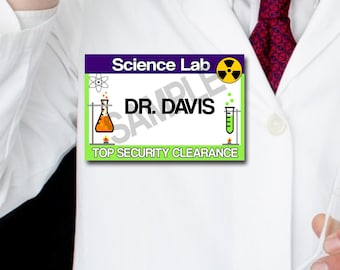 Scientist Name Tags, Science Party Tags, Digital, Instant Download, SET of 10, Science Lab Party Purple Lime Green Blue