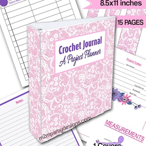 Crochet Journal Planner, Pink Printable Crochet Journal, Crochet Notebook, Printable Planner, Printable PDF, Instant Download