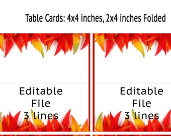 Autumn table placards Candy Buffet Labels Print EDITABLE Card, Custom Candy, Popcorn, Snack, Ice Cream, Buffet Labels, Instant Download