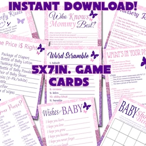 Butterfly Kisses en Baby Wishes Baby Shower Game Card Set van 9 Douchespel Digitaal Bestand Direct downloaden