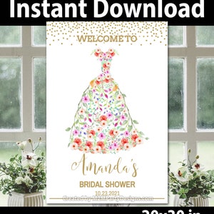 Brautdusche. Geburtstagsposter. Kulisse - EDITIERBARES Schild - Party Editierbares Zeichen DIY Druck Instant Download