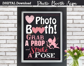 Valentine Photo Booth Sign - Party Photo Booth - Holiday Photo Booth Sign - Cupid Photo Booth Printable - DIY INSTANT DOWNLOAD