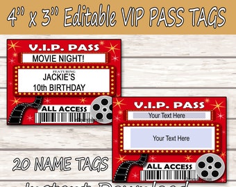 Hollywood Movie Name Tags: Red Carpet Party Favors (Digital Download)