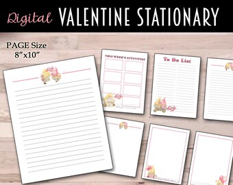 Printable Valentines Day Stationary, To Do List, February Week Activities, Gnome Stationary, 8x10 Planner Instant Digital Download Set of 6
