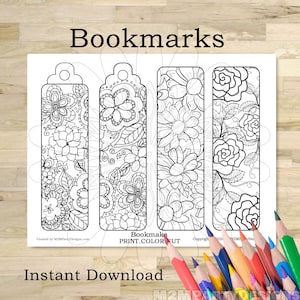 花のブックマークの塗り絵のブックマーク大人のブックマーク、春の塗り絵のブックマーク、子供用の印刷可能なブックマークからカラープランナーのブックマークまで