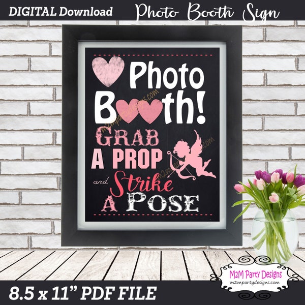 Valentine Photo Booth Sign - Party Photo Booth - Holiday Photo Booth Sign - Cupid Photo Booth Printable - DIY INSTANT DOWNLOAD