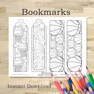 Basketball bookmark coloring bookmarks Bookmark, Back to School coloring bookmarks, kids printable bookmarks to color planner bookmark