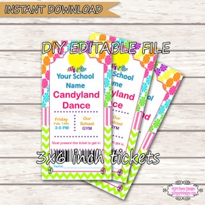 Papa Tochter Tanzkarten Candy Land Einladung Vater Tochter Einladung Digitale Datei Sofort Download DIY bearbeitbar