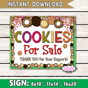 Cookie Booth Sign - Fundraiser Booth - Cookies For Sale Booth Sign, Digital Poster, Cookie Drop Banner INSTANT DOWNLOAD, SET of 3