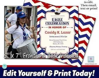 Eagle Celebration Invitation: Red White Blue, Photo 5x7 (Digital Download)