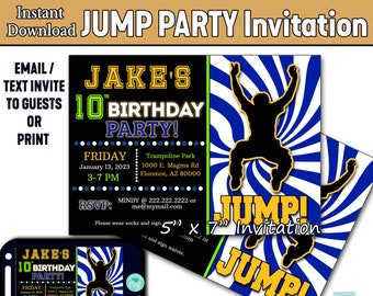 Jump Invitation Template  Trampoline Party Invitation Instant Download, Digital File DIY